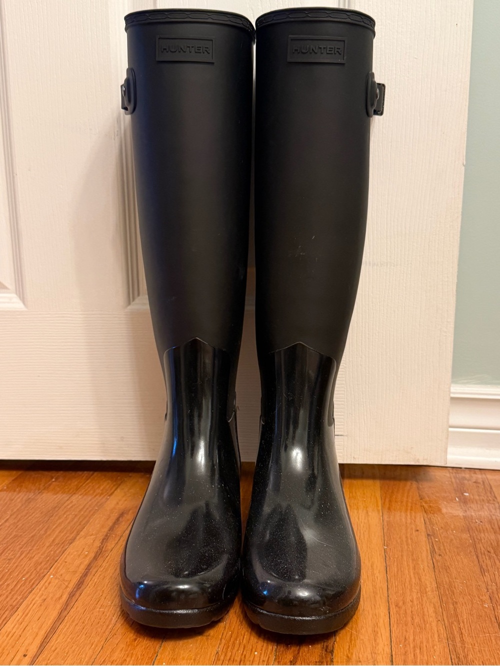 Hunter Matte and Gloss Black Tall Rain Boots